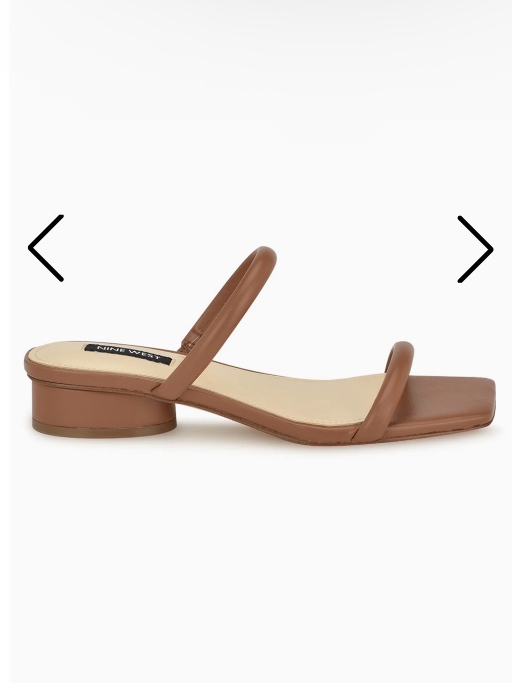 Nine West Morella Light Brown Minimalist Square-Toe Low Heel Mules Slide Sandals